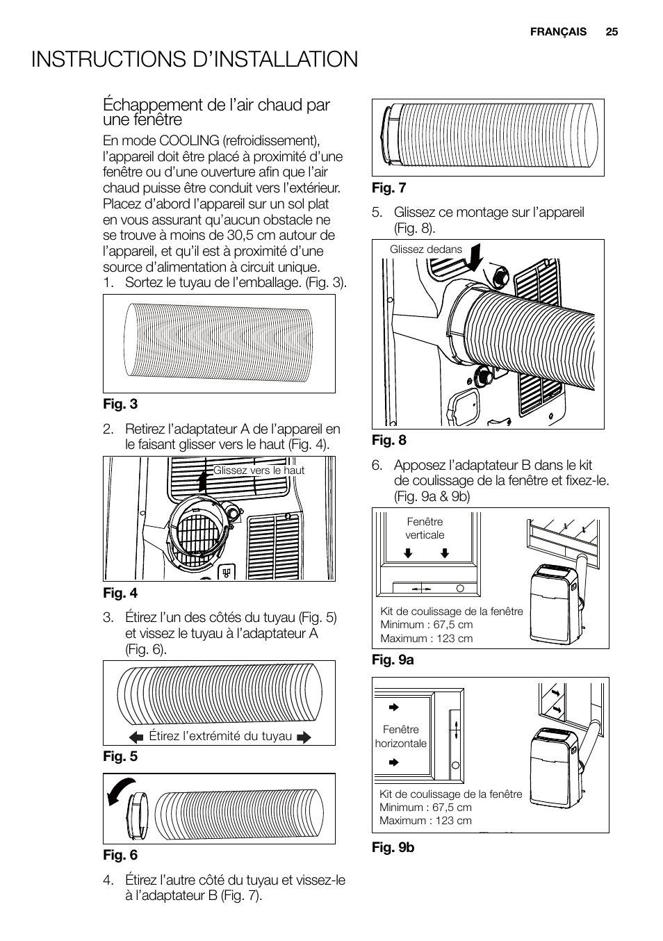 New eu portable manual_en_fr_it_es_pt_25, Échappement de l’air chaud par une fenêtre | Electrolux EXP09HN1WI User Manual | Page 25 / 86