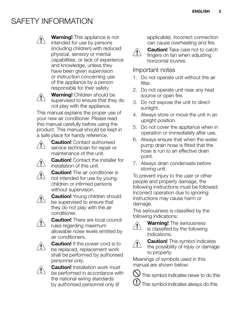 New eu portable manual_en_fr_it_es_pt_ 3, Safety information | Electrolux EXP09HN1WI User Manual | Page 3 / 86