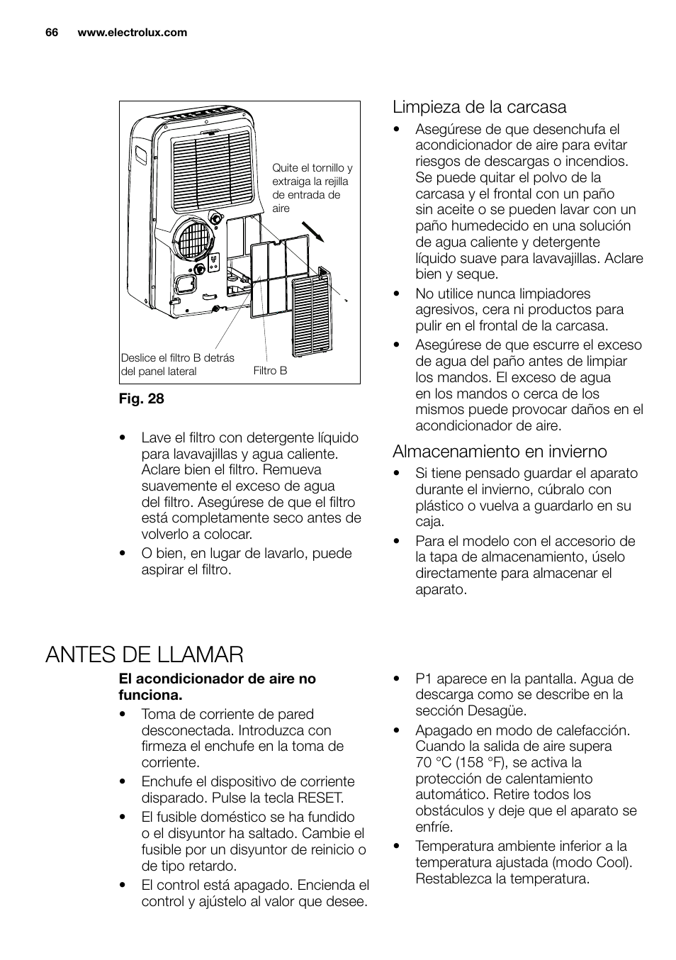 New eu portable manual_en_fr_it_es_pt_66, Jnqjf[befmbdbsdbtb, Almacenamiento en invierno | Electrolux EXP09HN1WI User Manual | Page 66 / 86