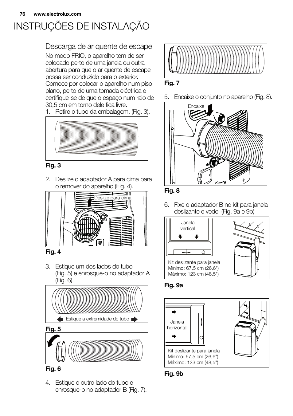 New eu portable manual_en_fr_it_es_pt_76, Descarga de ar quente de escape | Electrolux EXP09HN1WI User Manual | Page 76 / 86