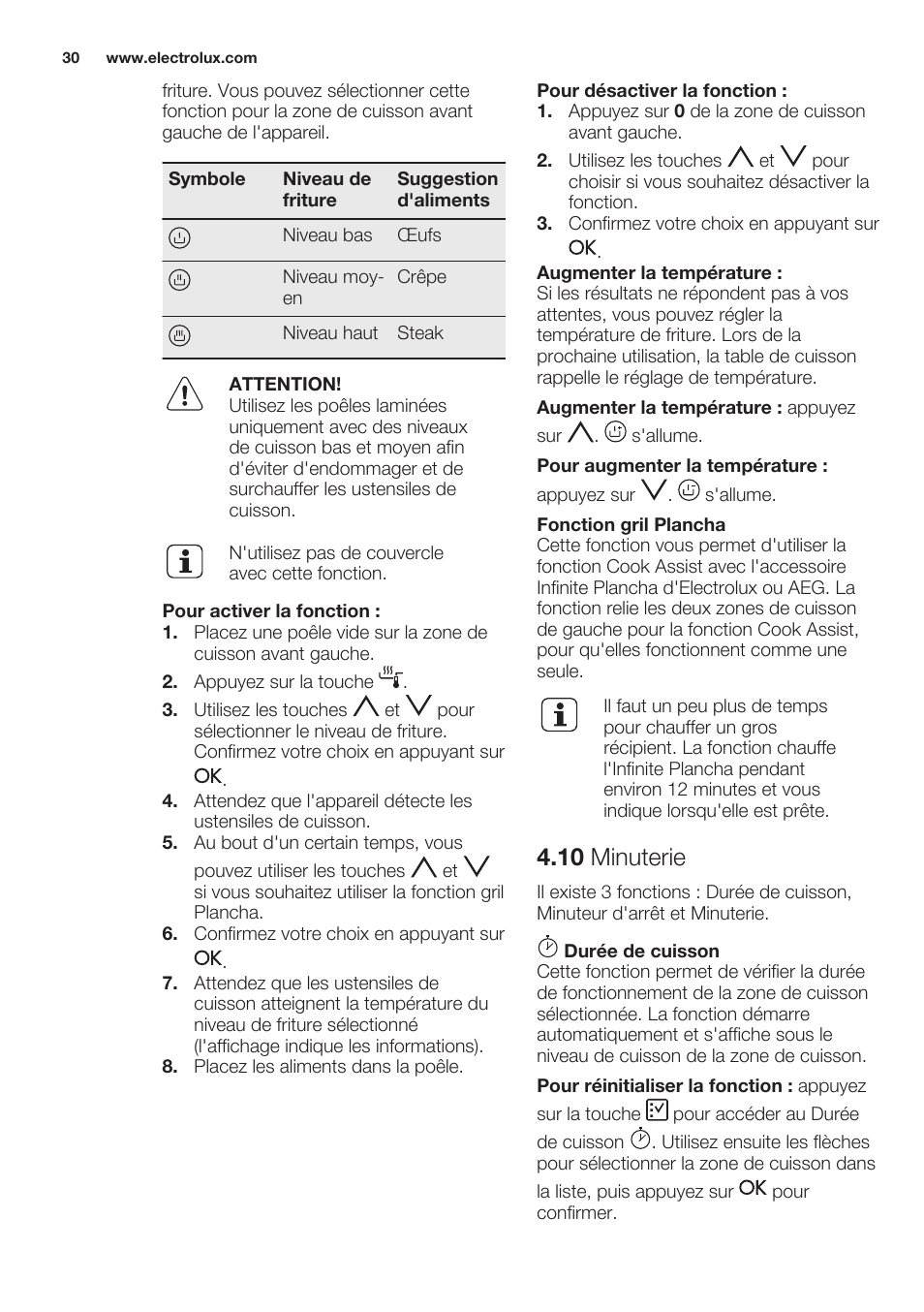 10 minuterie | Electrolux EHO8840FOG User Manual | Page 30 / 64