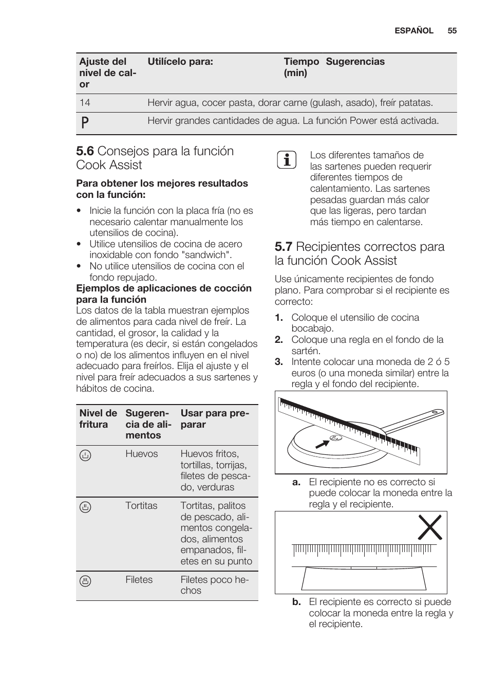6 consejos para la función cook assist | Electrolux EHO8840FOG User Manual | Page 55 / 64