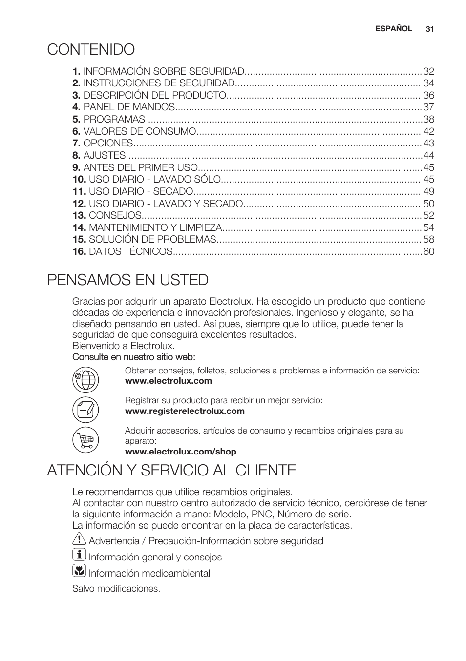 Electrolux EWW1486HDW User Manual | Page 31 / 64