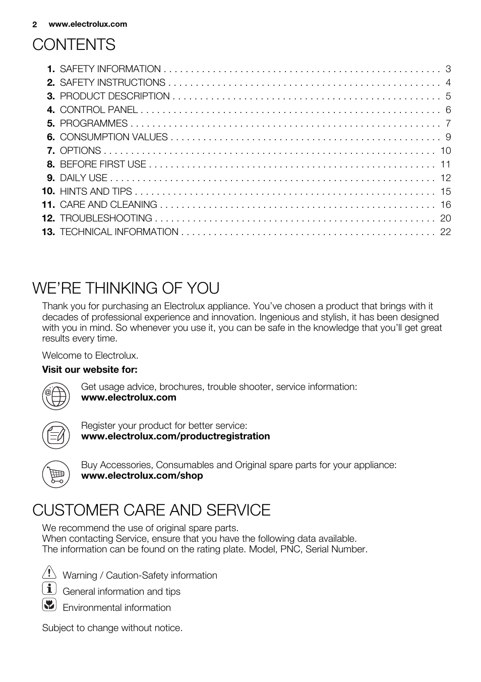 Electrolux EWF1476GDW User Manual | Page 2 / 48