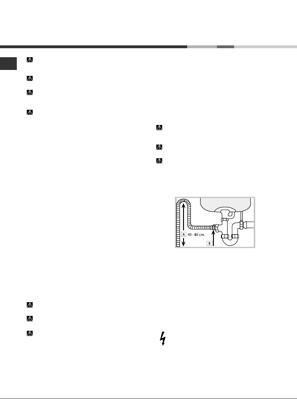 Instalación, Colocación y nivelación, Conexiones hidráulicas y eléctricas | Hotpoint Ariston LDF 12314E B EU User Manual | Page 50 / 84