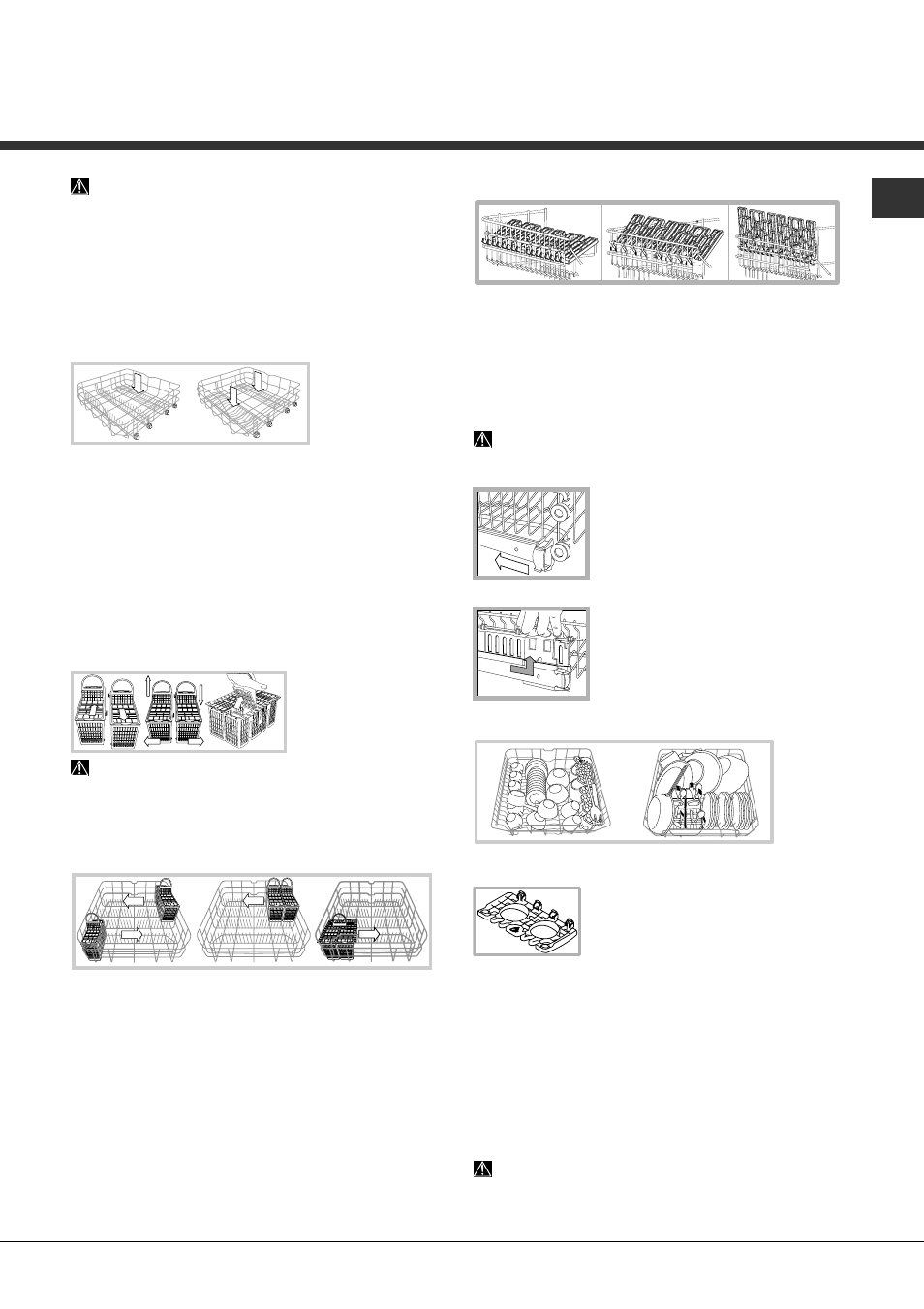 Cargar los cestos, Cesto inferior, Cesto de los cubiertos | Cesto superior | Hotpoint Ariston LDF 12314E B EU User Manual | Page 53 / 84