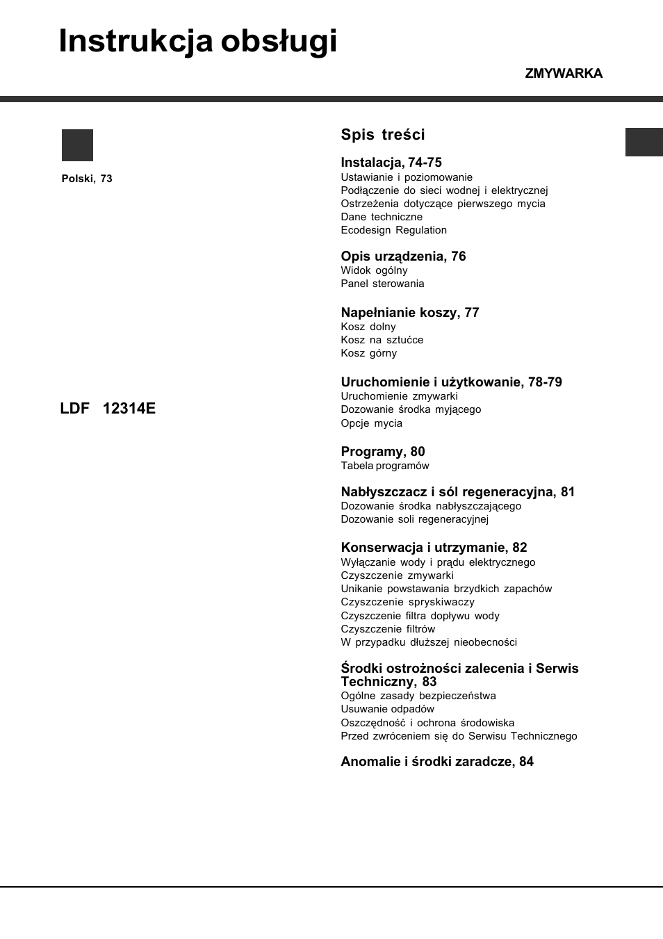 Hotpoint Ariston LDF 12314E B EU User Manual | Page 73 / 84