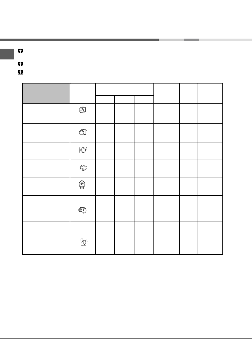 Programmes | Hotpoint Ariston LFSA+ M284 A WH User Manual | Page 32 / 84