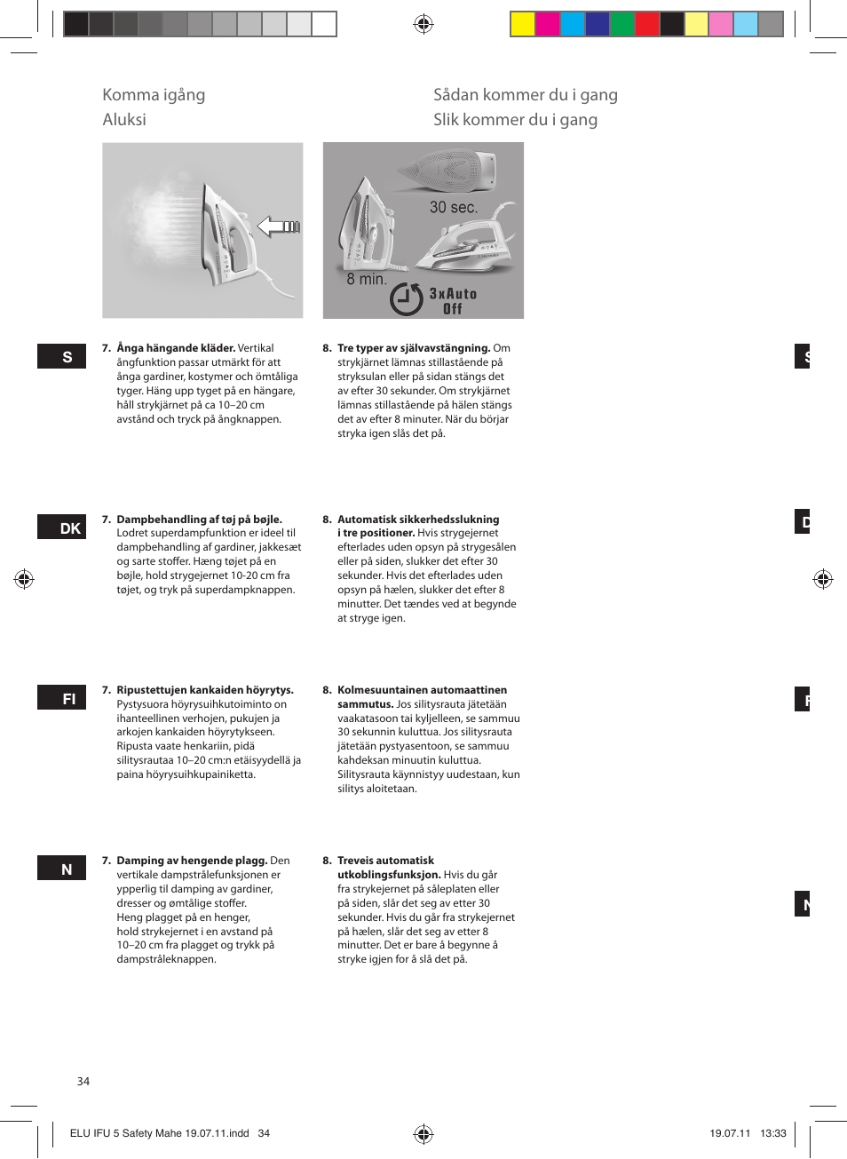 Komma igång, Sådan kommer du i gang, Aluksi | Slik kommer du i gang | Electrolux EDB8040 User Manual | Page 34 / 84