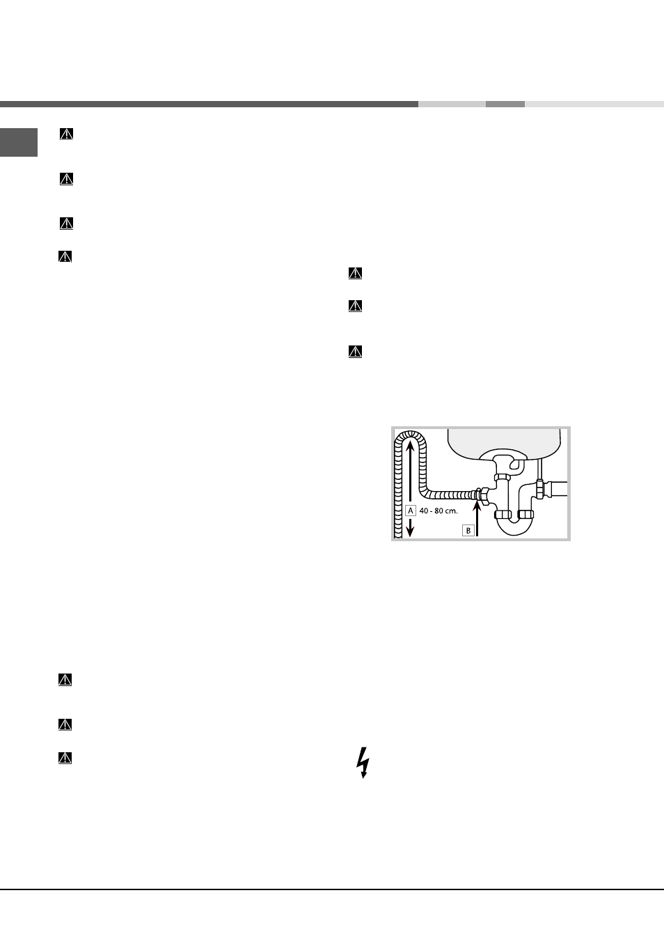 Installation, Mise en place et mise à niveau, Raccordements eau et électricité | Hotpoint Ariston LFT 116 A-HA.R User Manual | Page 26 / 84