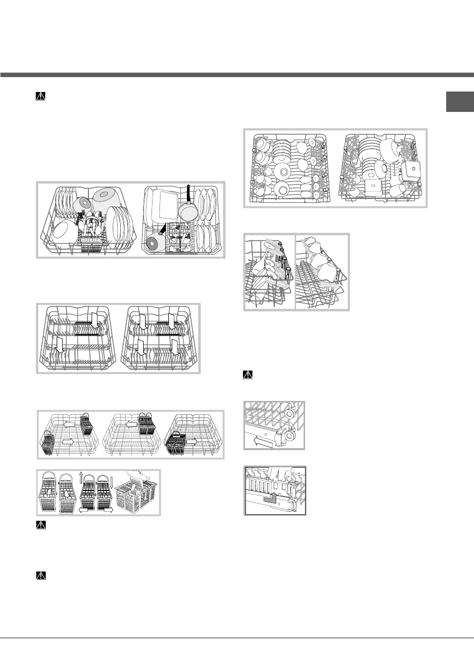 Beschickung der körbe, Unterer korb und besteckkorb, Oberer korb | Hotpoint Ariston LFT 116 A-HA.R User Manual | Page 41 / 84