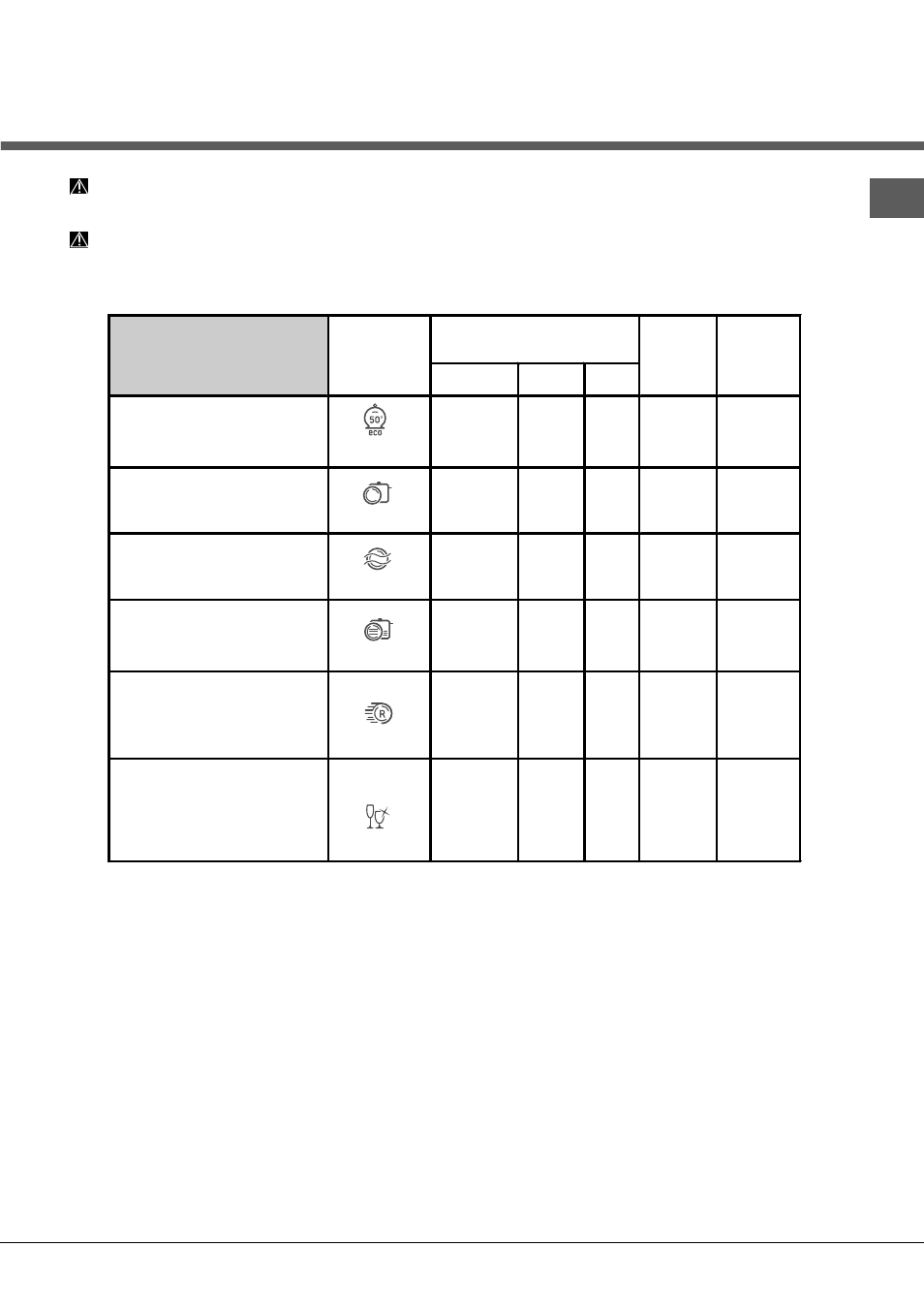 Spülprogramme | Hotpoint Ariston LFT 116 A-HA.R User Manual | Page 43 / 84