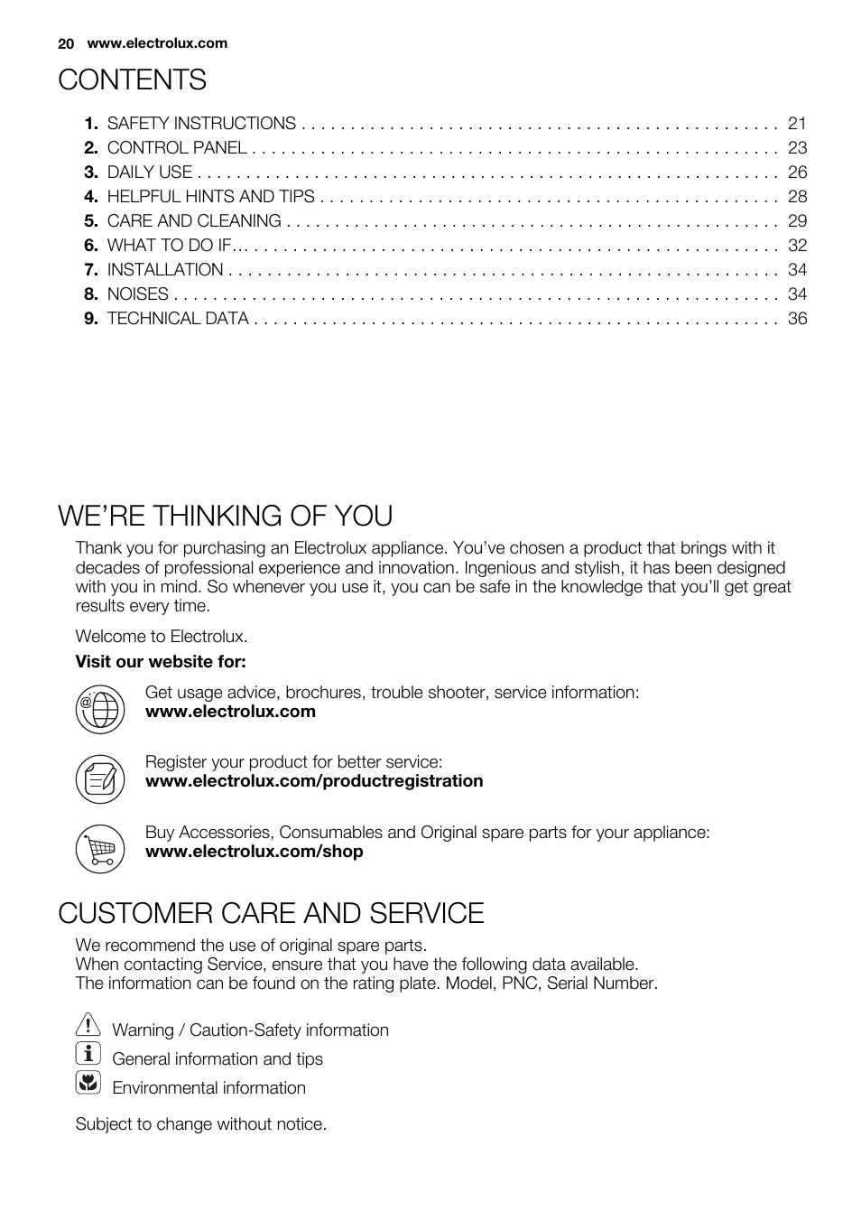 Electrolux ENG2917AOW User Manual | Page 20 / 92