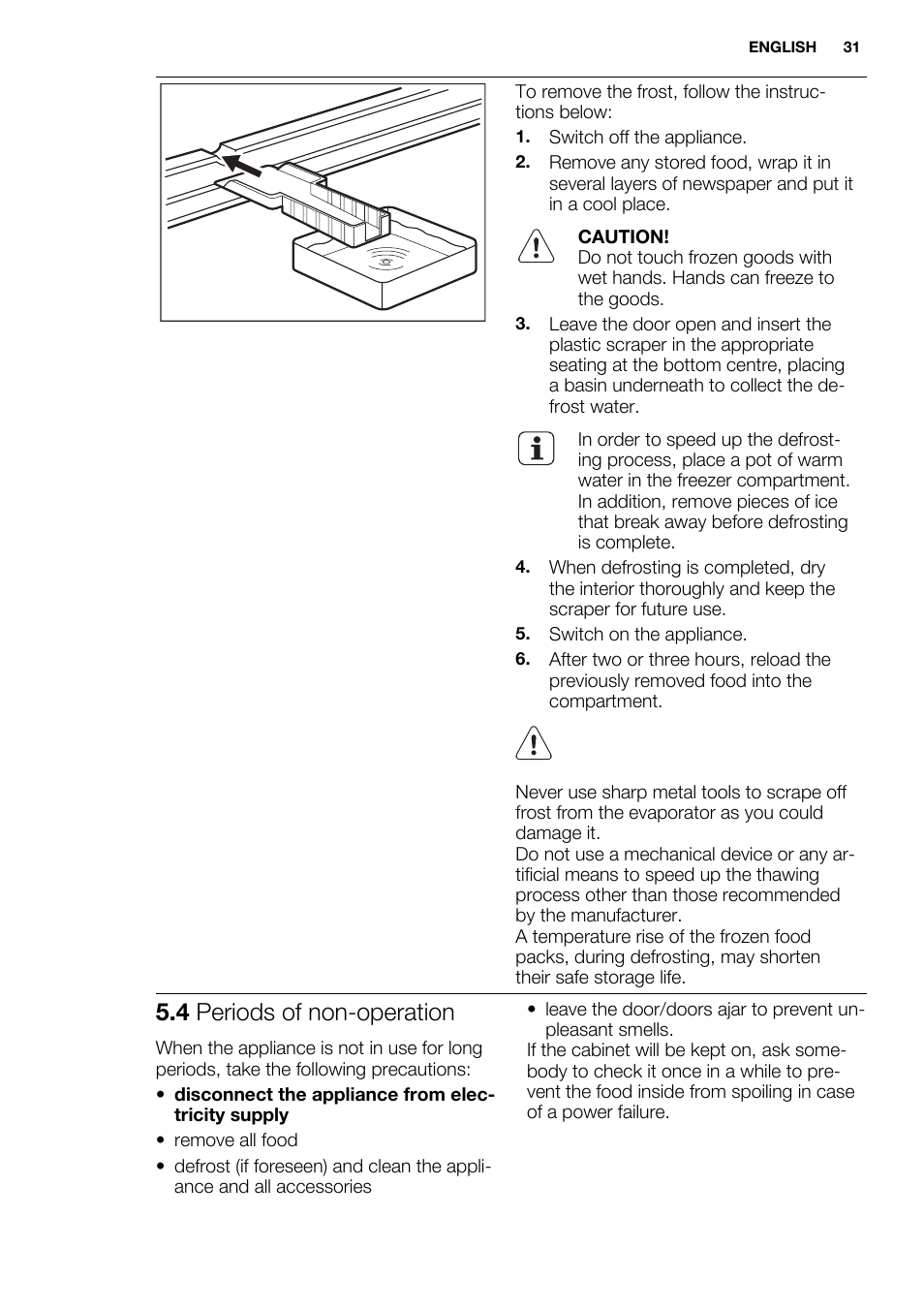 4 periods of non-operation | Electrolux ENG2917AOW User Manual | Page 31 / 92