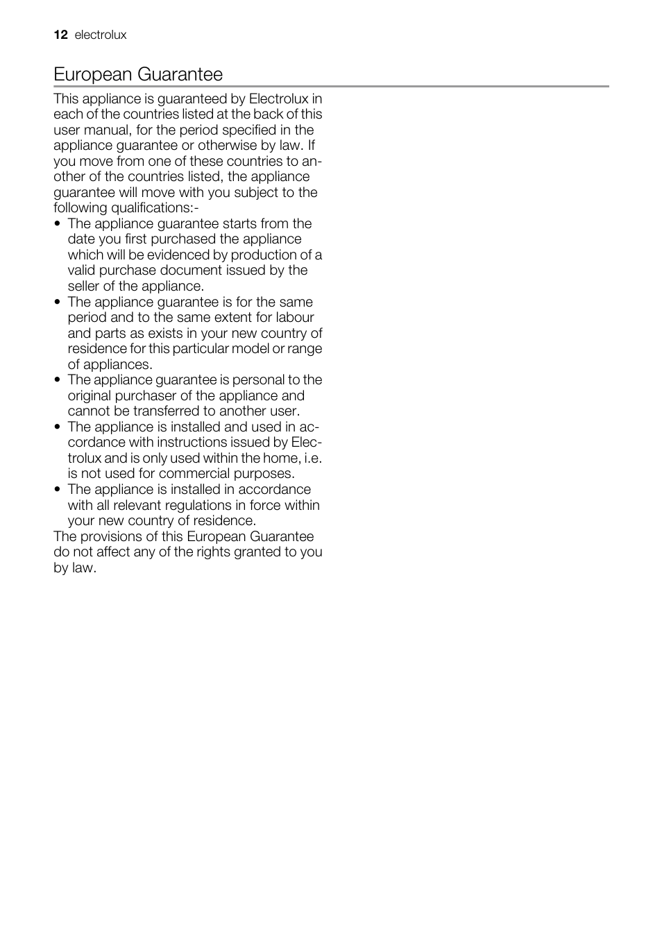 European guarantee | Electrolux EMS20300OX User Manual | Page 12 / 88