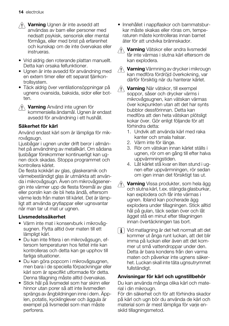 Electrolux EMS20300OX User Manual | Page 14 / 88
