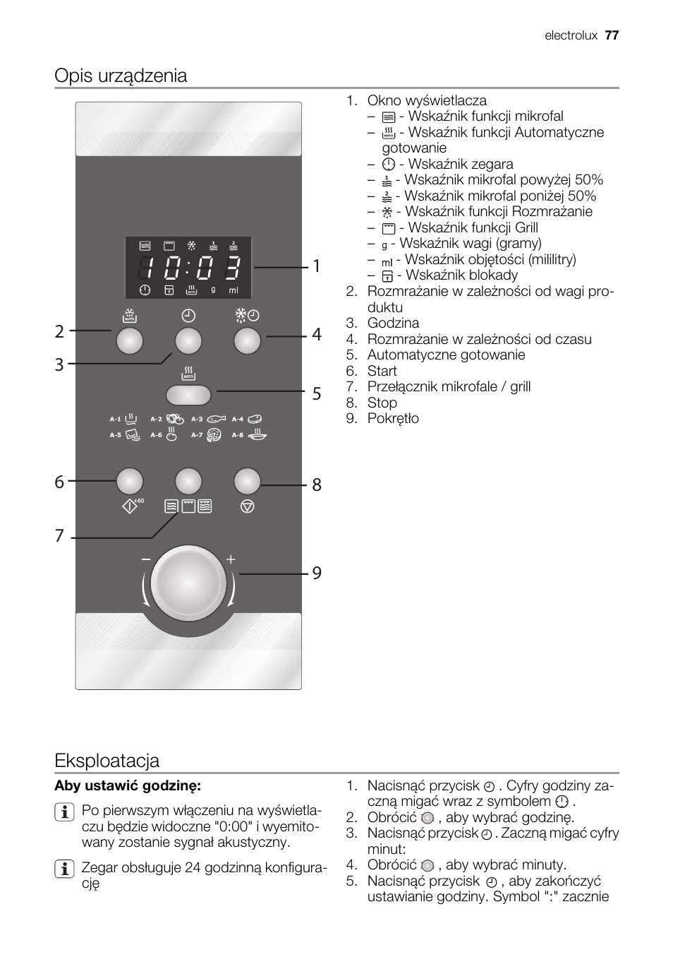 Eksploatacja | Electrolux EMS20300OX User Manual | Page 77 / 88