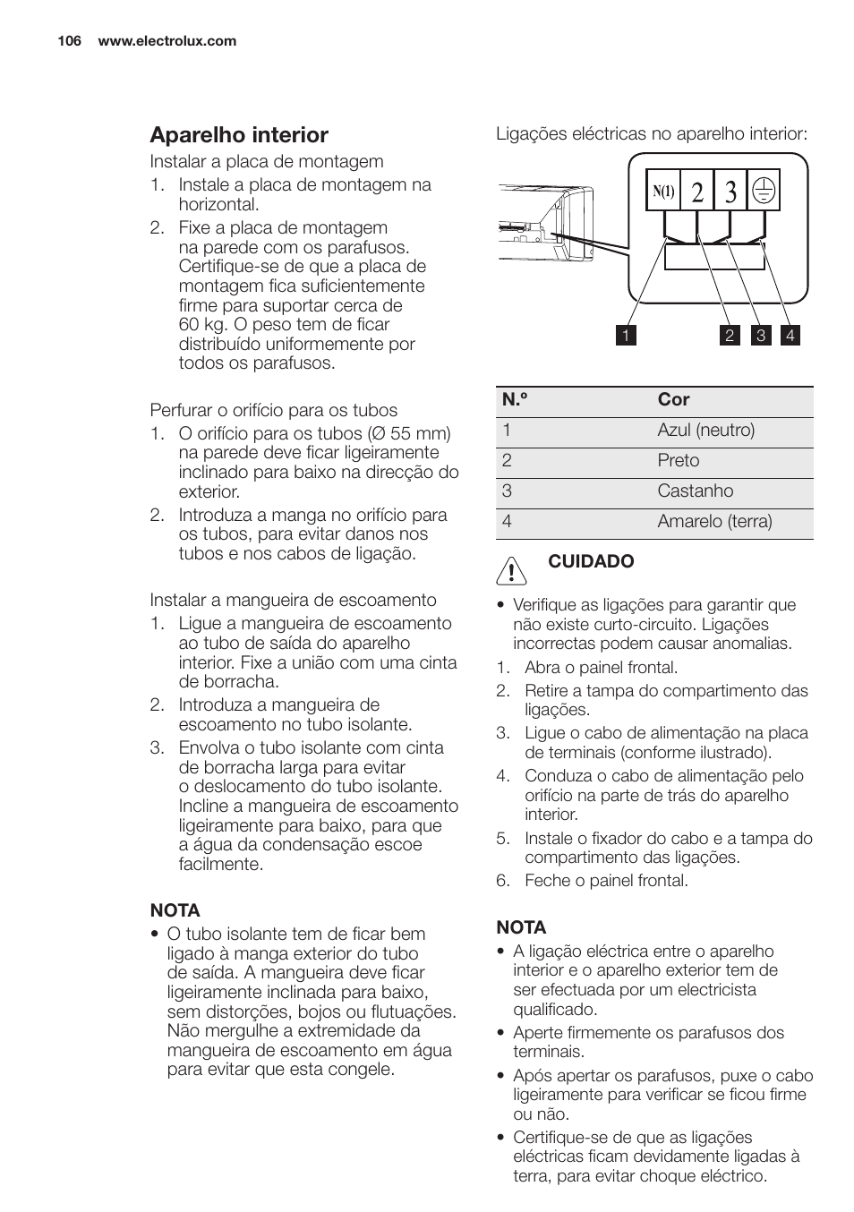 Aparelho interior | Electrolux EXH12HL1WE User Manual | Page 106 / 112