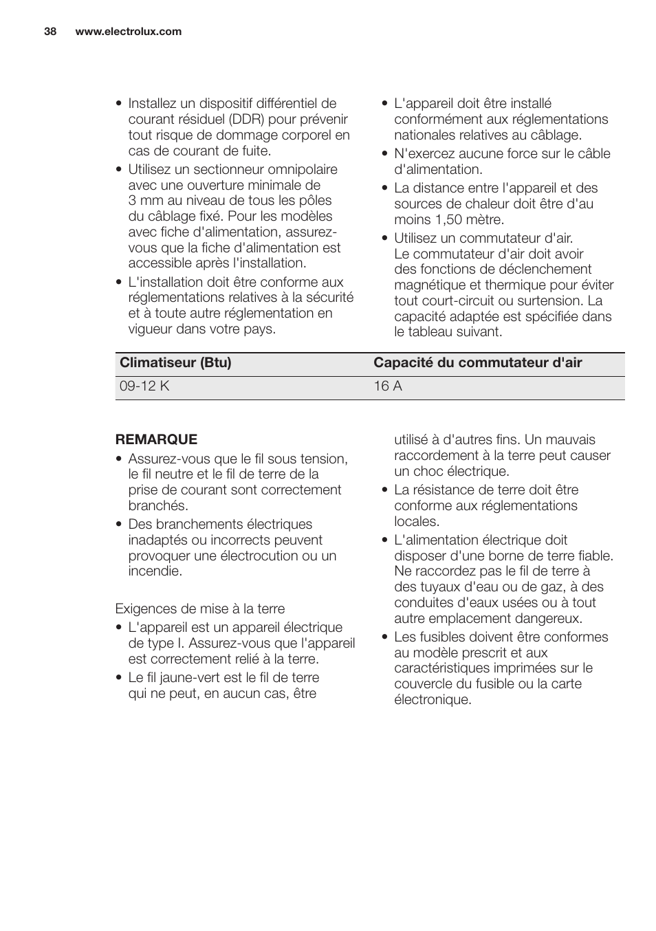 Electrolux EXH12HL1WE User Manual | Page 38 / 112