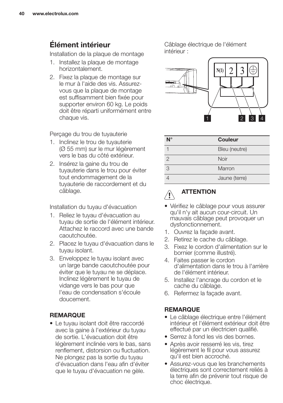 Élément intérieur | Electrolux EXH12HL1WE User Manual | Page 40 / 112