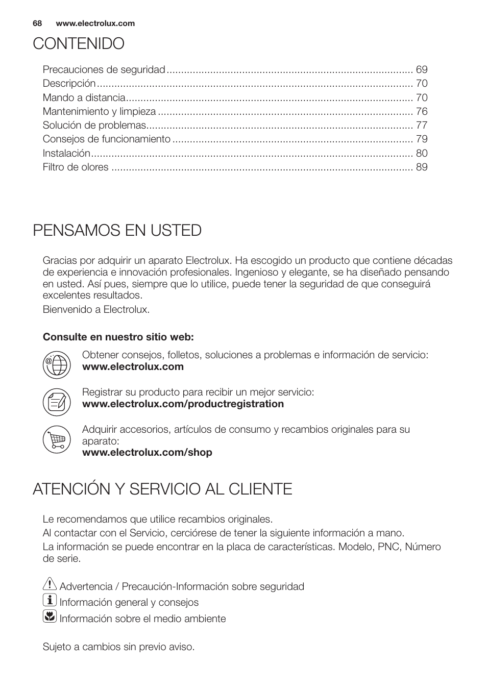 Electrolux EXH12HL1WE User Manual | Page 68 / 112