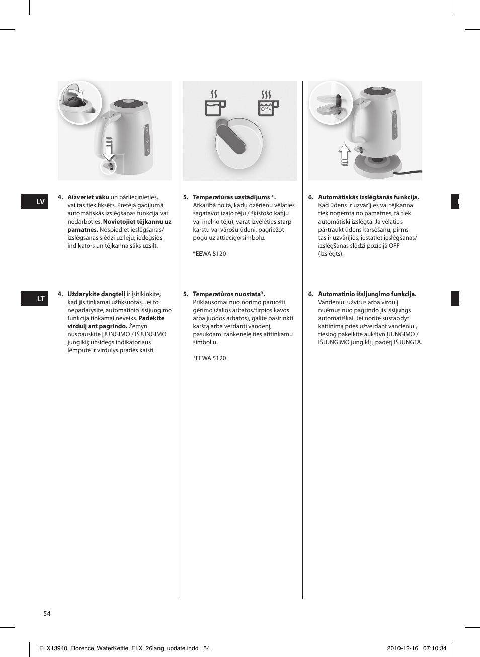 Electrolux EEWA5200 User Manual | Page 54 / 60