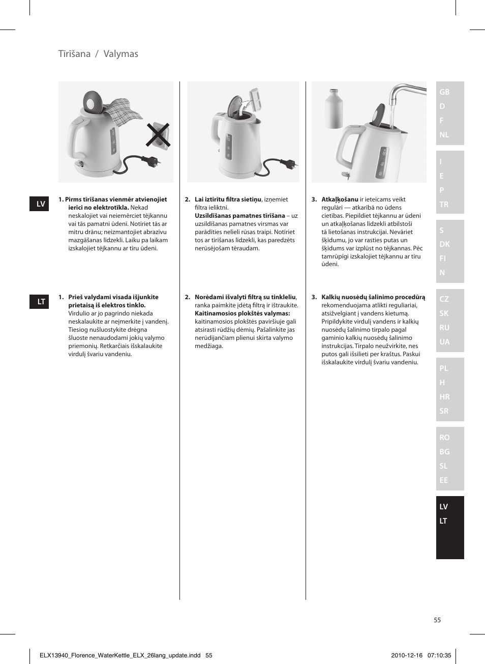 Tīrīšana / valymas | Electrolux EEWA5200 User Manual | Page 55 / 60