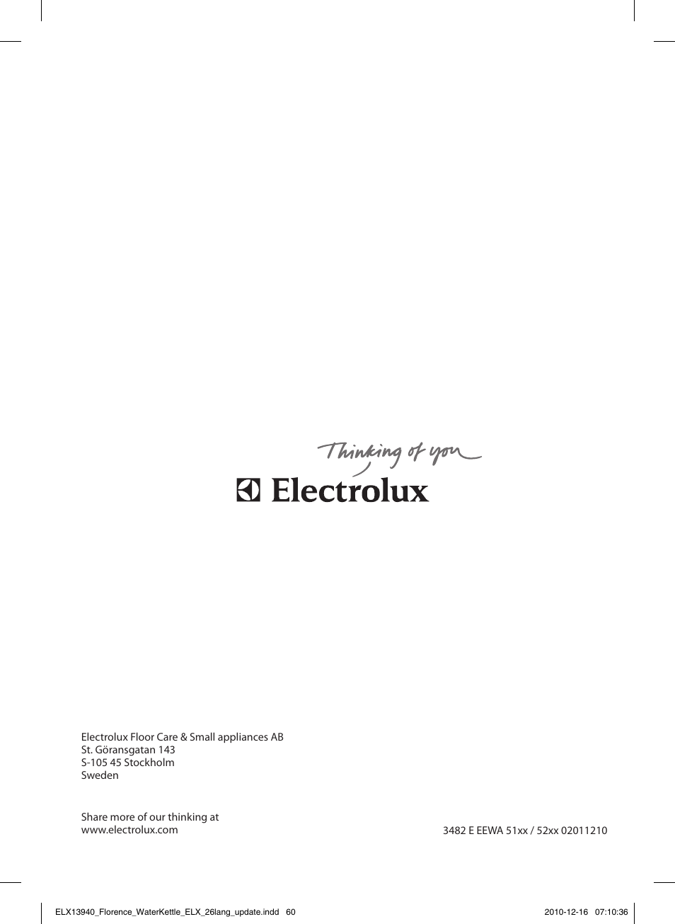 Electrolux EEWA5200 User Manual | Page 60 / 60