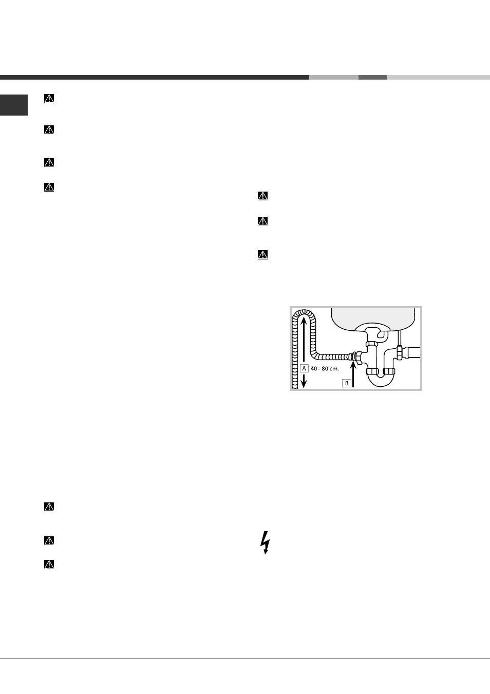 Installation, Mise en place et mise à niveau, Raccordements eau et électricité | Hotpoint Ariston LST 328 A-HA User Manual | Page 26 / 84
