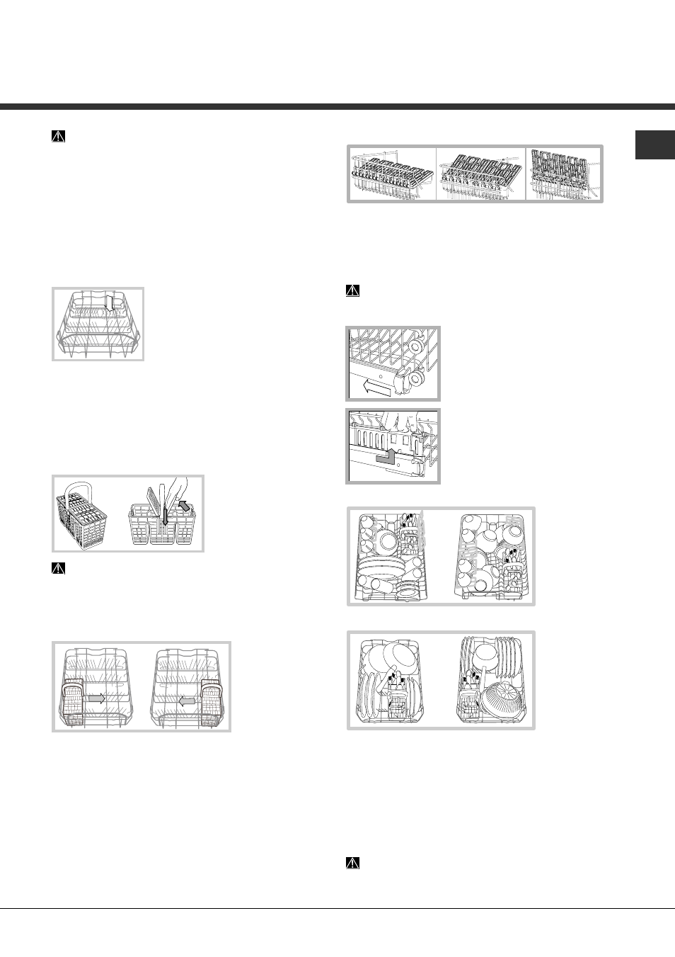 Caricare i cestelli, Cesto inferiore, Cestino delle posate | Cesto superiore | Hotpoint Ariston LST 328 A-HA User Manual | Page 5 / 84
