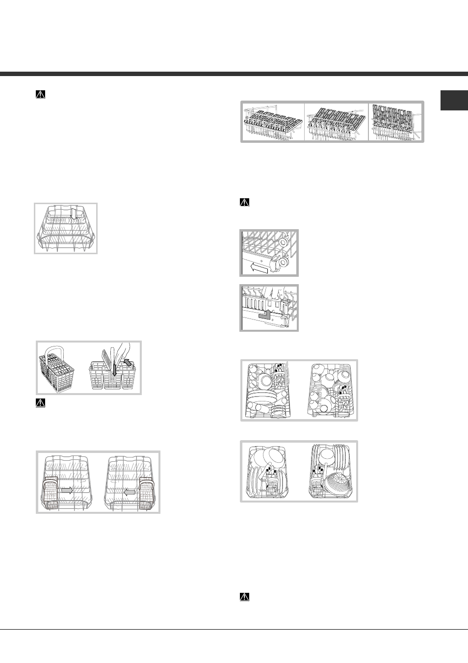 Het laden van de rekken, Onderrek, Bestekkorf | Bovenrek | Hotpoint Ariston LST 328 A-HA User Manual | Page 53 / 84