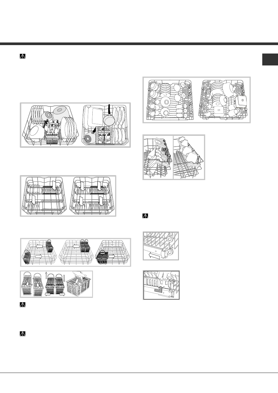 Beschickung der körbe, Unterer korb und besteckkorb, Oberer korb | Hotpoint Ariston LFS 216 IX FR User Manual | Page 41 / 84