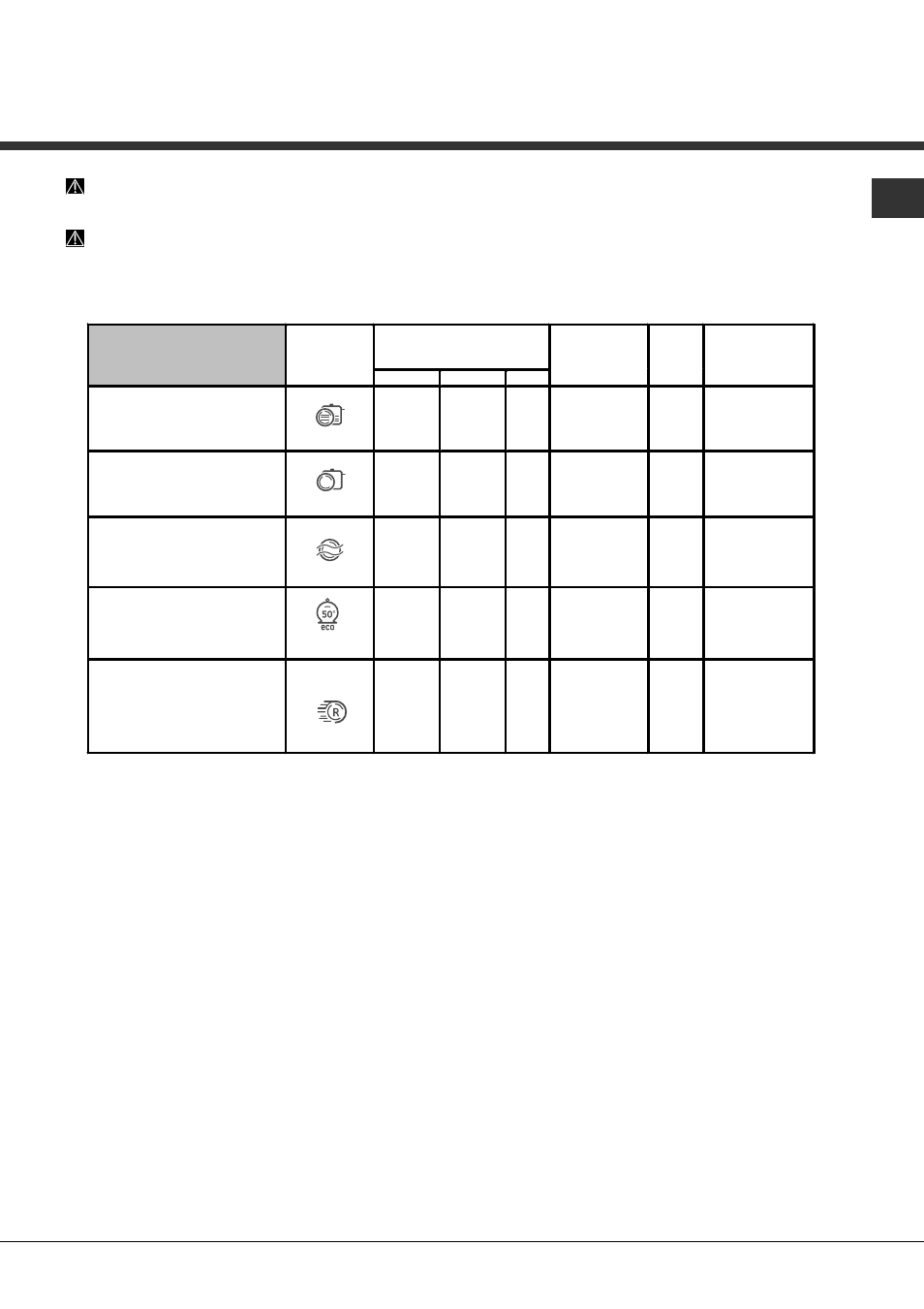 Spülprogramme | Hotpoint Ariston LFS 216 IX FR User Manual | Page 43 / 84