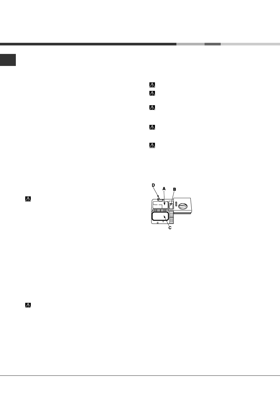 Starten en gebruik, Het vaatwasmiddel toevoegen, Het starten van de afwasautomaat | Hotpoint Ariston LFS 216 IX FR User Manual | Page 54 / 84