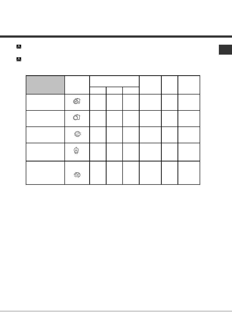 Programmi | Hotpoint Ariston LFS 216 IX FR User Manual | Page 7 / 84