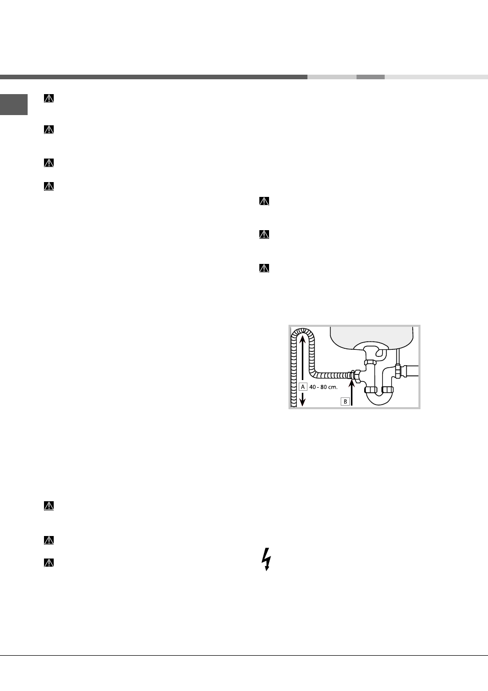 Installation, Mise en place et mise à niveau, Raccordements eau et électricité | Hotpoint Ariston LFSA+ 2164 A IX User Manual | Page 26 / 84