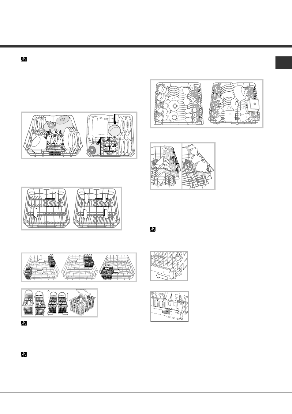 Beschickung der körbe, Unterer korb und besteckkorb, Oberer korb | Hotpoint Ariston LFSA+ 2164 A IX User Manual | Page 41 / 84