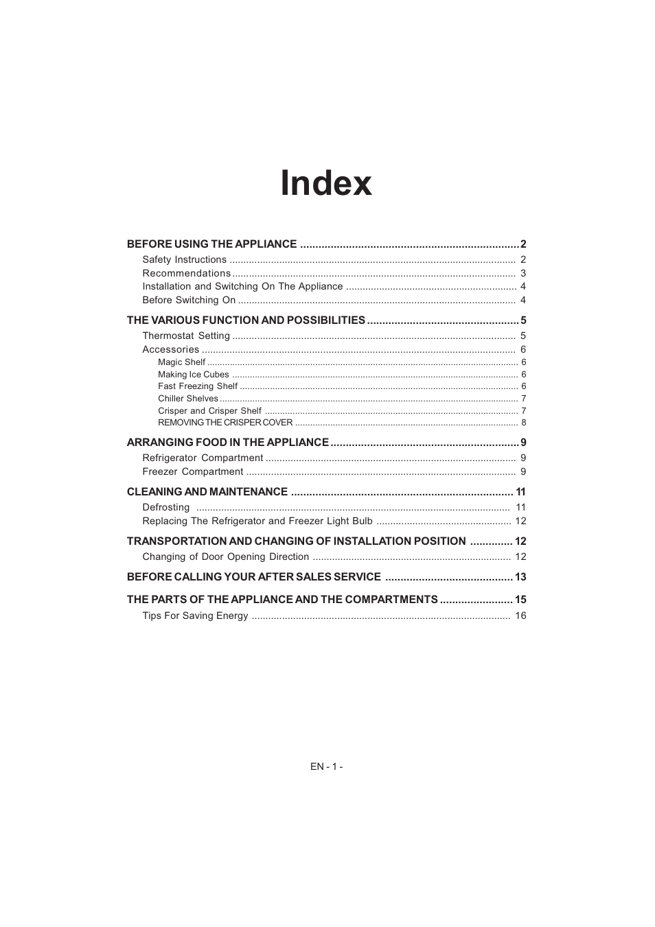 Index | Electrolux EJF4440AOW User Manual | Page 3 / 136