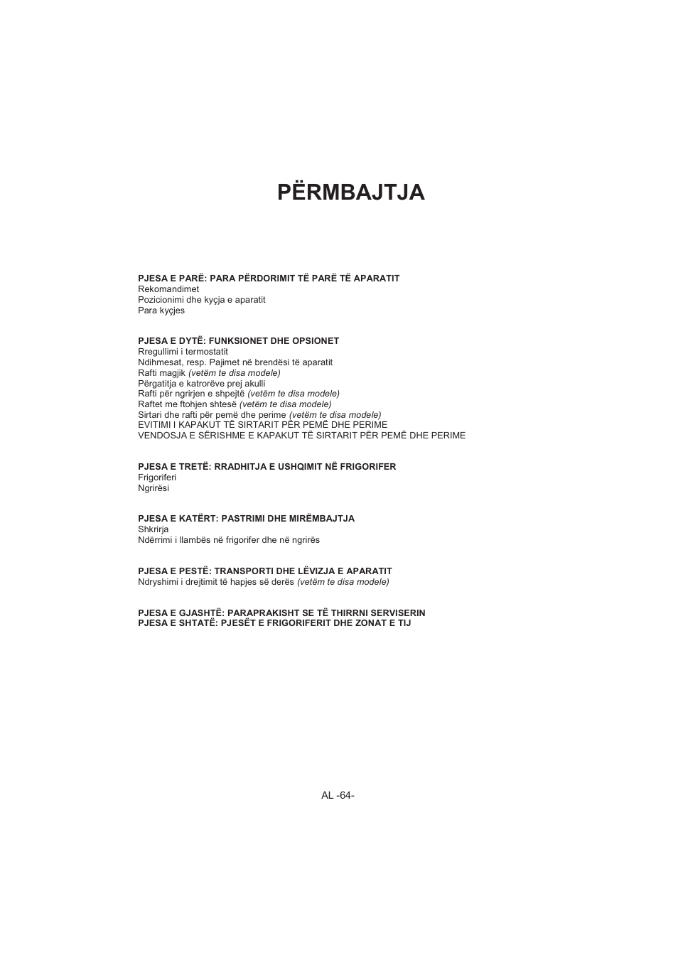 Përmbajtja | Electrolux EJF4440AOW User Manual | Page 66 / 136