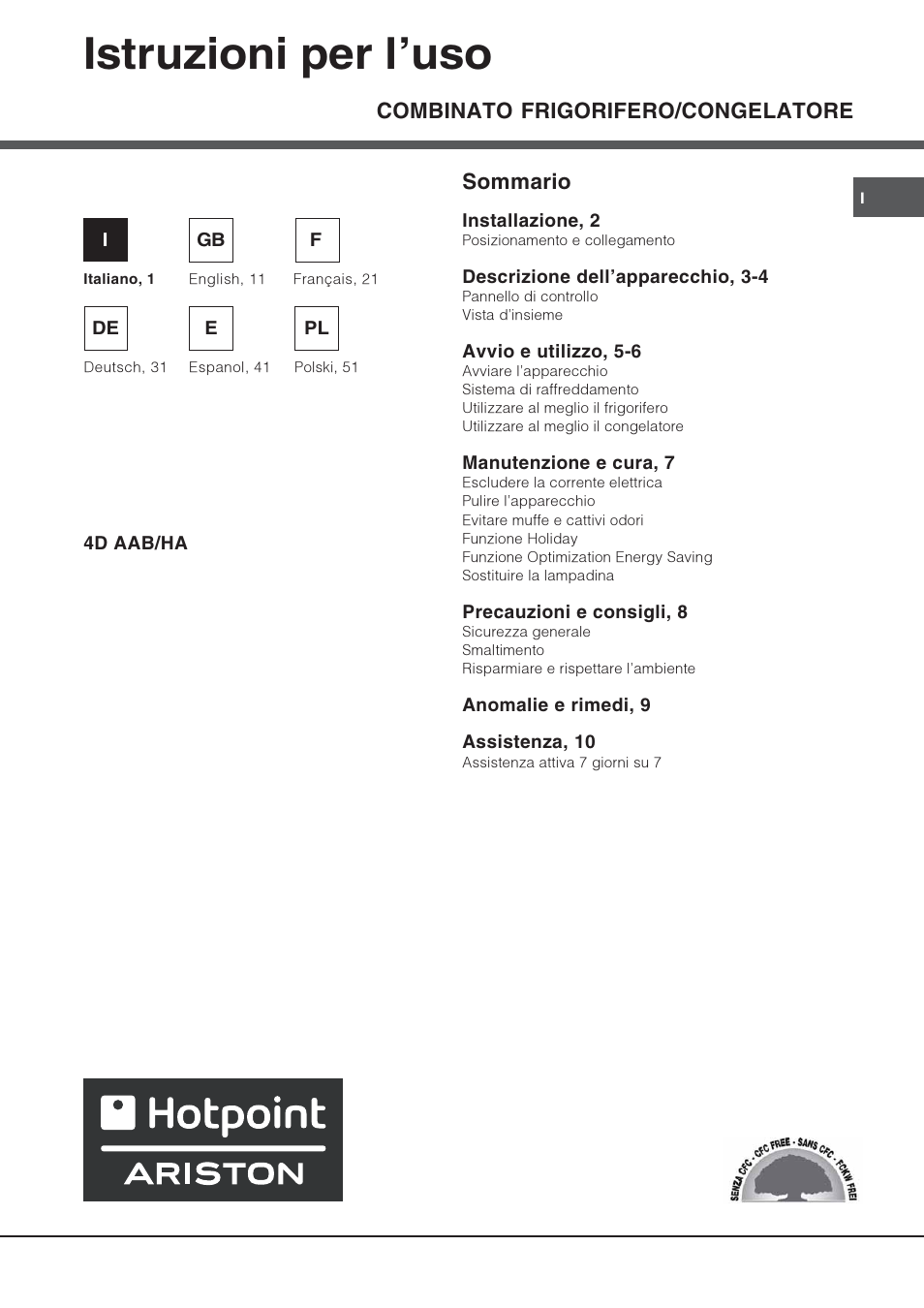 Hotpoint Ariston 4D AAB/HA User Manual | 60 pages