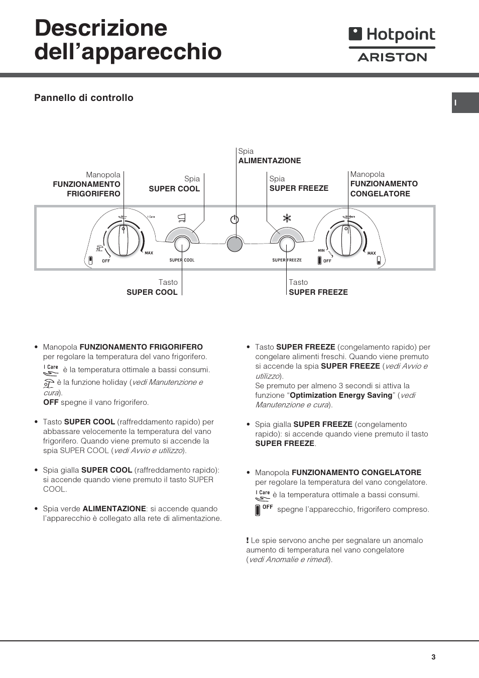 Descrizione dellapparecchio | Hotpoint Ariston 4D AAB/HA User Manual | Page 3 / 60