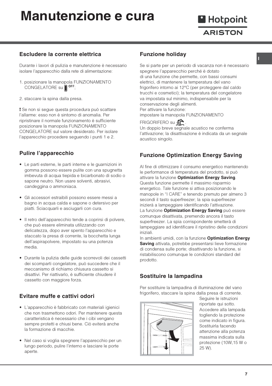 Manutenzione e cura | Hotpoint Ariston 4D AAB/HA User Manual | Page 7 / 60