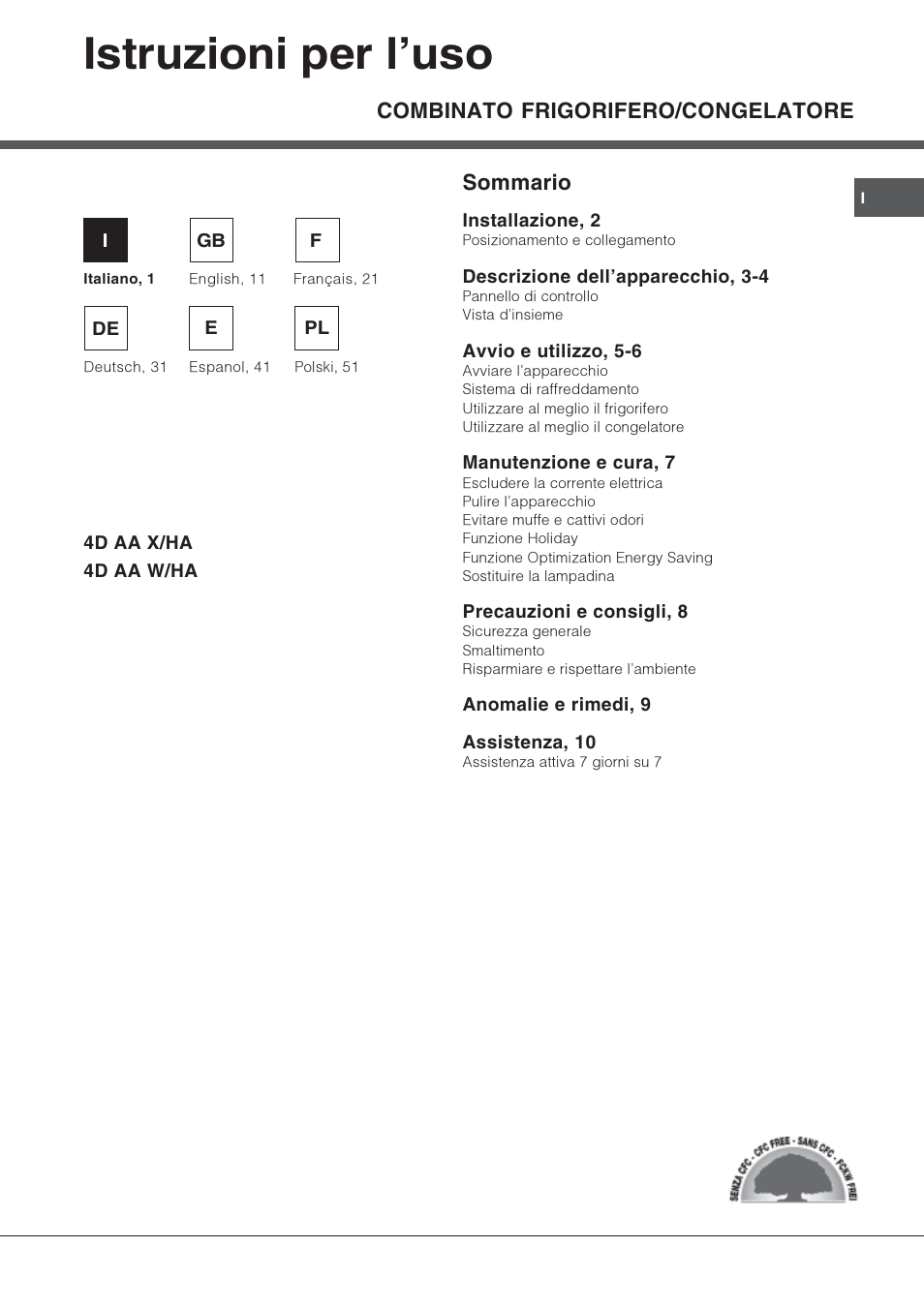 Hotpoint Ariston Combiné Quadrio 4D AA W-HA User Manual | 60 pages