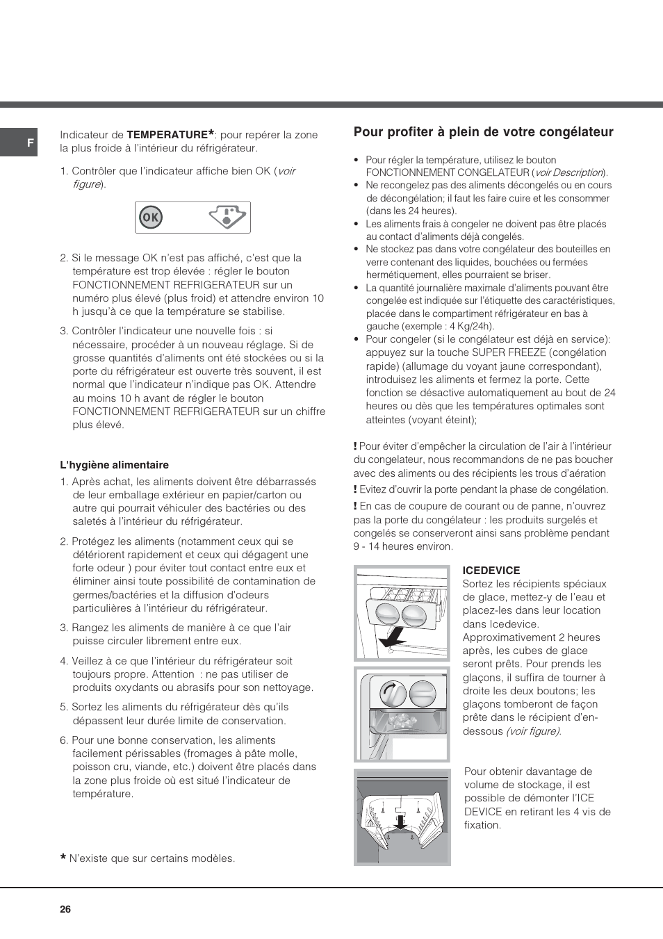 Pour profiter à plein de votre congélateur | Hotpoint Ariston Combiné Quadrio 4D AA W-HA User Manual | Page 26 / 60