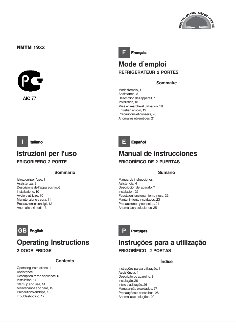 Hotpoint Ariston Double porte NMTM 1921 VWB-HA User Manual | 44 pages