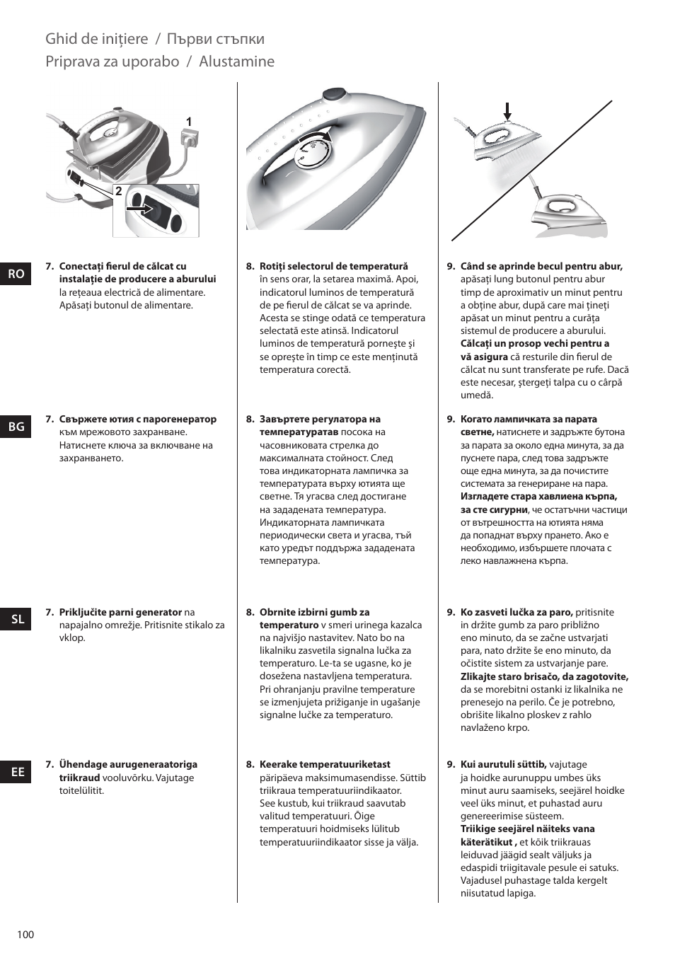 Ghid de iniţiere, Първи стъпки, Priprava za uporabo | Alustamine | Electrolux EDBS2300 User Manual | Page 100 / 124