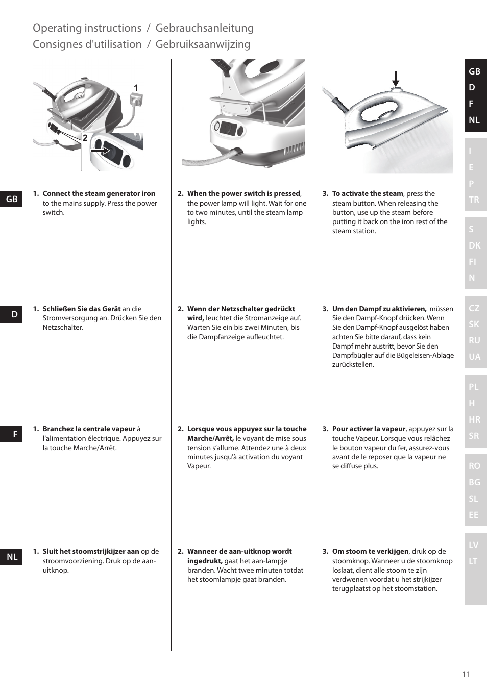 Operating instructions, Gebrauchsanleitung, Consignes d'utilisation | Gebruiksaanwijzing | Electrolux EDBS2300 User Manual | Page 11 / 124