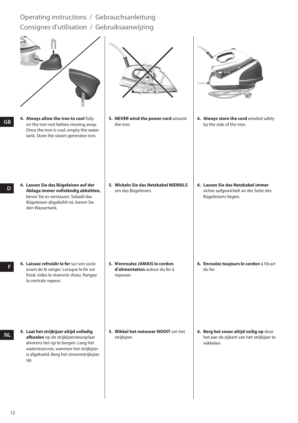 Operating instructions, Gebrauchsanleitung, Consignes d'utilisation | Gebruiksaanwijzing | Electrolux EDBS2300 User Manual | Page 12 / 124