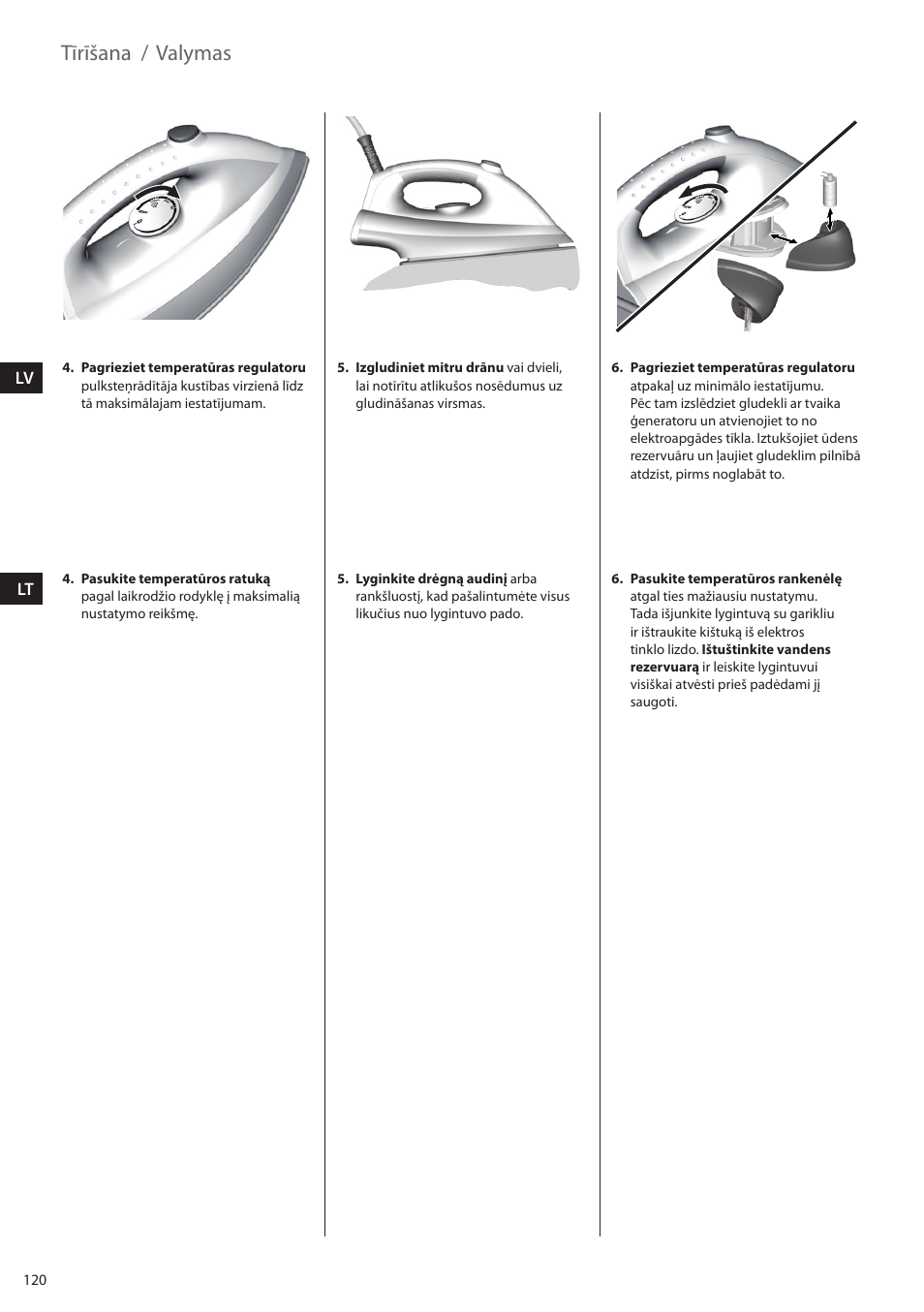 Tīrīšana, Valymas | Electrolux EDBS2300 User Manual | Page 120 / 124