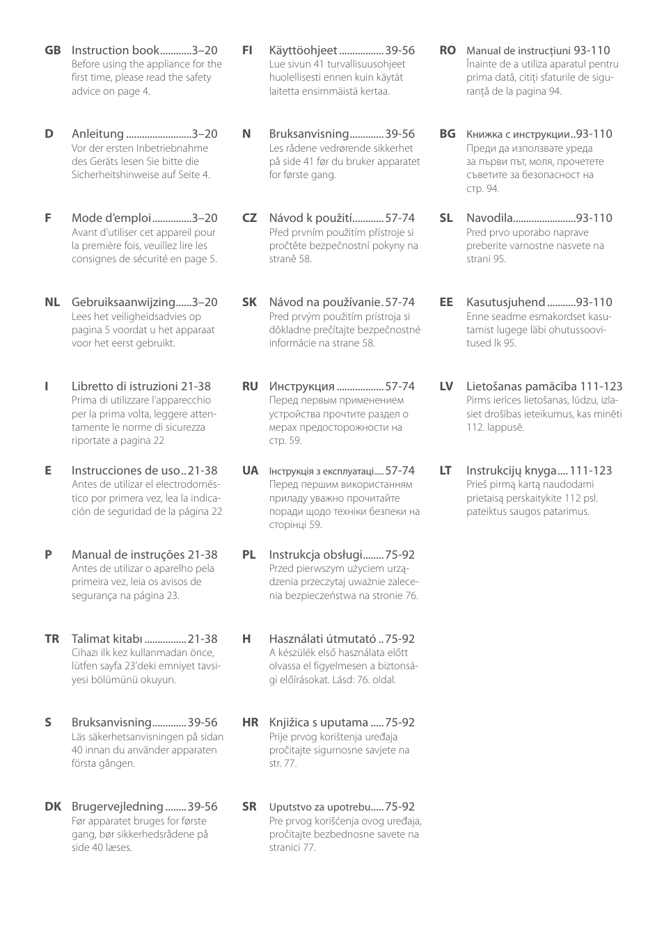 Electrolux EDBS2300 User Manual | Page 2 / 124